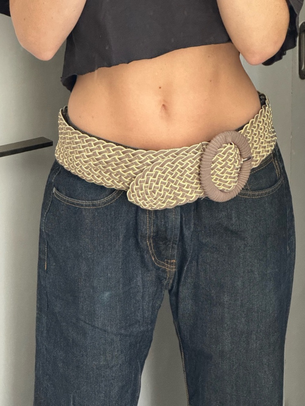 Anthropologie Woven Braided Belt with Round Wrapped Buckle